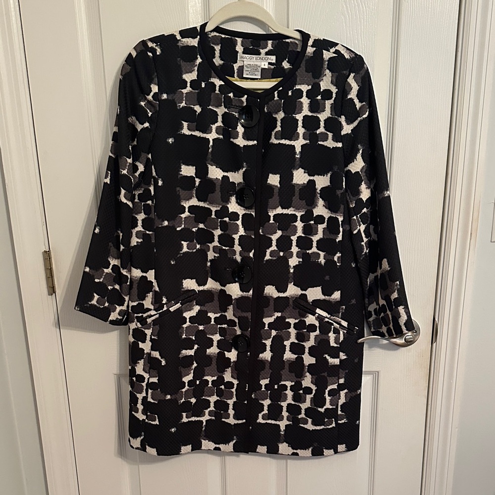 Maggy London Black and White Pea Coat